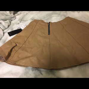 Khaki faux leather skirt